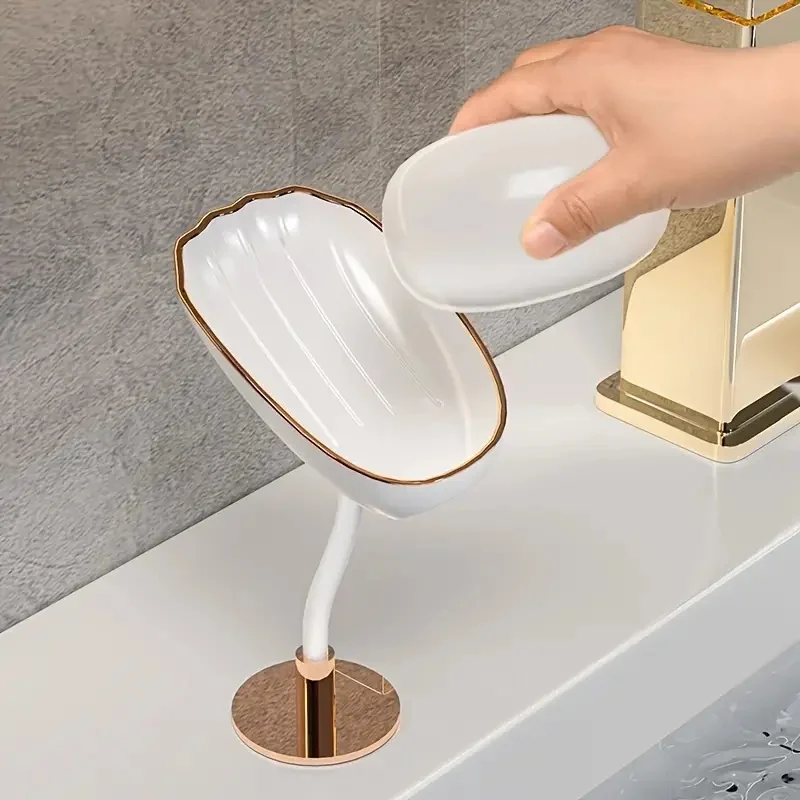 1Pc Wall-Mounted Draining Soap Dish Soap Storage Rack Non-Punching Toilet Household Light Luxury Creative Soap Dish Accessories