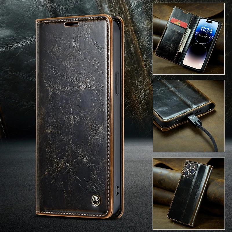 

Magnetic Flip Wallet Card Slot Phone Cover For iPhone 16 15 Pro 14 13 12 11 Pro XR X XS Max SE 6 7 8Plus Leather Protective Case