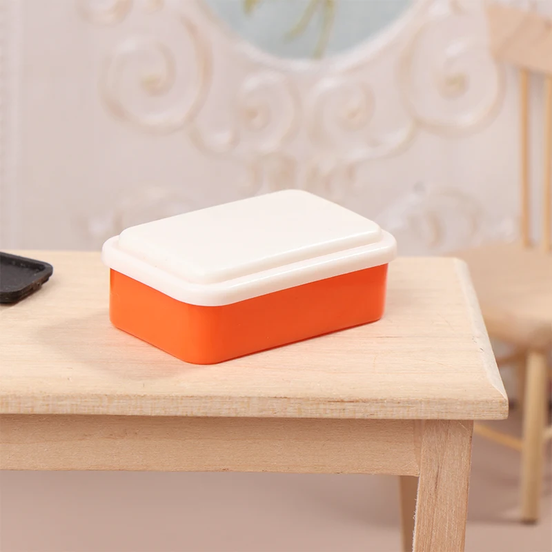 1:12 Dollhouse Miniature Lunch Box Simulation Plastic Storage Box Mini Fresh Keeping Box Food Toy Model Kitchen Tableware Decor