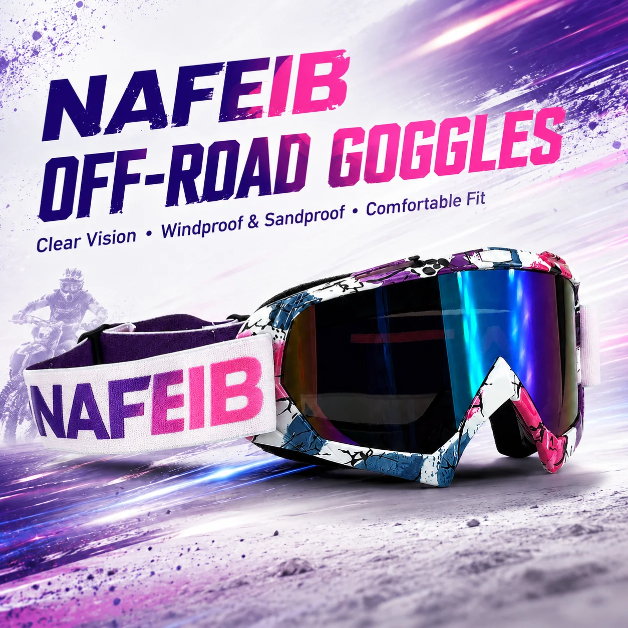 MX ATV Motocross Goggles with HD Lens Windproof Dustproof UV Protection for Off-Road Riding Skiing Cycling Outdoor Sports
