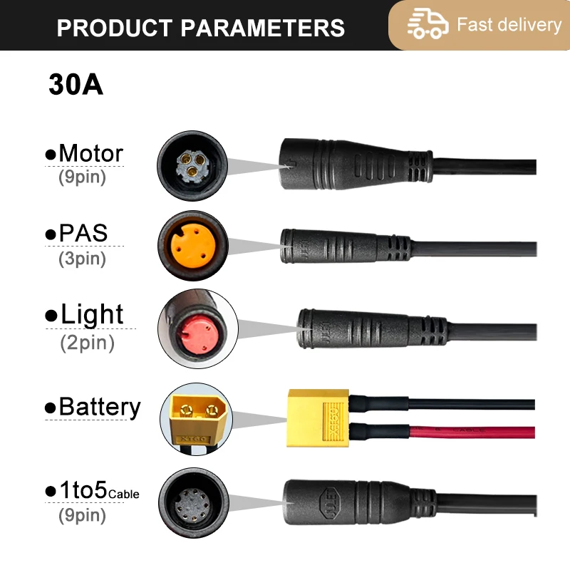 E-Bike 3 Mode Sinewaves Controller 17A26A30A Electric Bicycle Motor Brushless Controller 250W-1000W with LCD Display