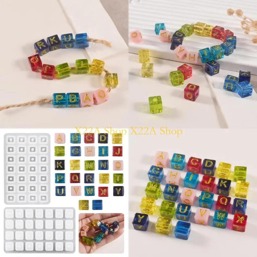 Unique Letter Beads Silicone Molds Bracelet Jewelry Making Moulds Cube Letter Molds
