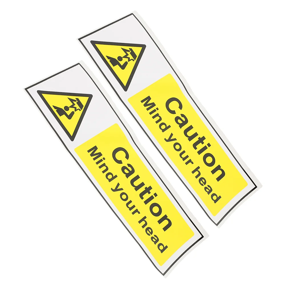 2Pcs Safety Sign PVC Warning Sticker for Head Collision Protection Self Adhesive Watch Your Head Decal for Factory Workshop