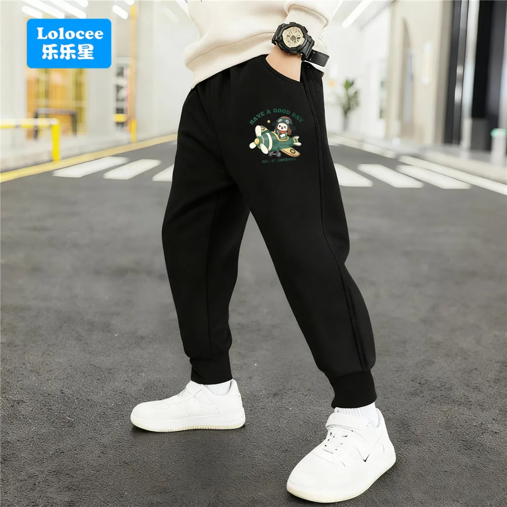 Mode Neue Kinder Schwarz Grau Jogginghose Jungen Casual Cartoon Print Jogger Hosen Herbst Kinder Baumwolle Lose Weiche Hosen GGJZ1