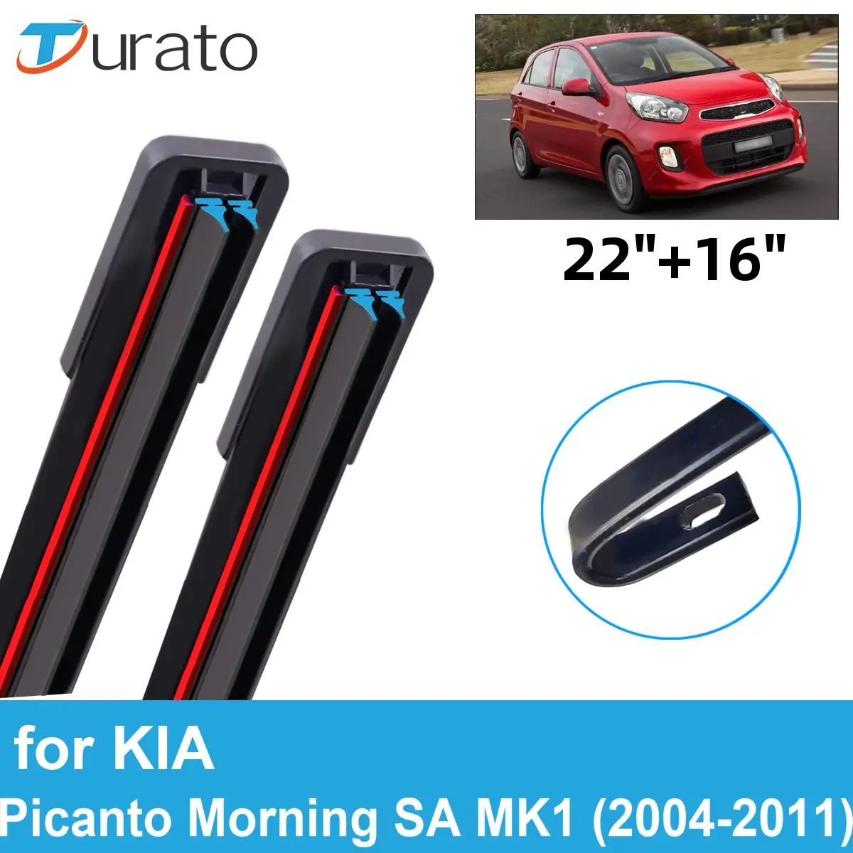 2 pezzi spazzole tergicristallo per auto per 2004-2011 KIA Picanto Morning SA MK1 parabrezza anteriore parabrezza doppia gomma accessori auto 2011