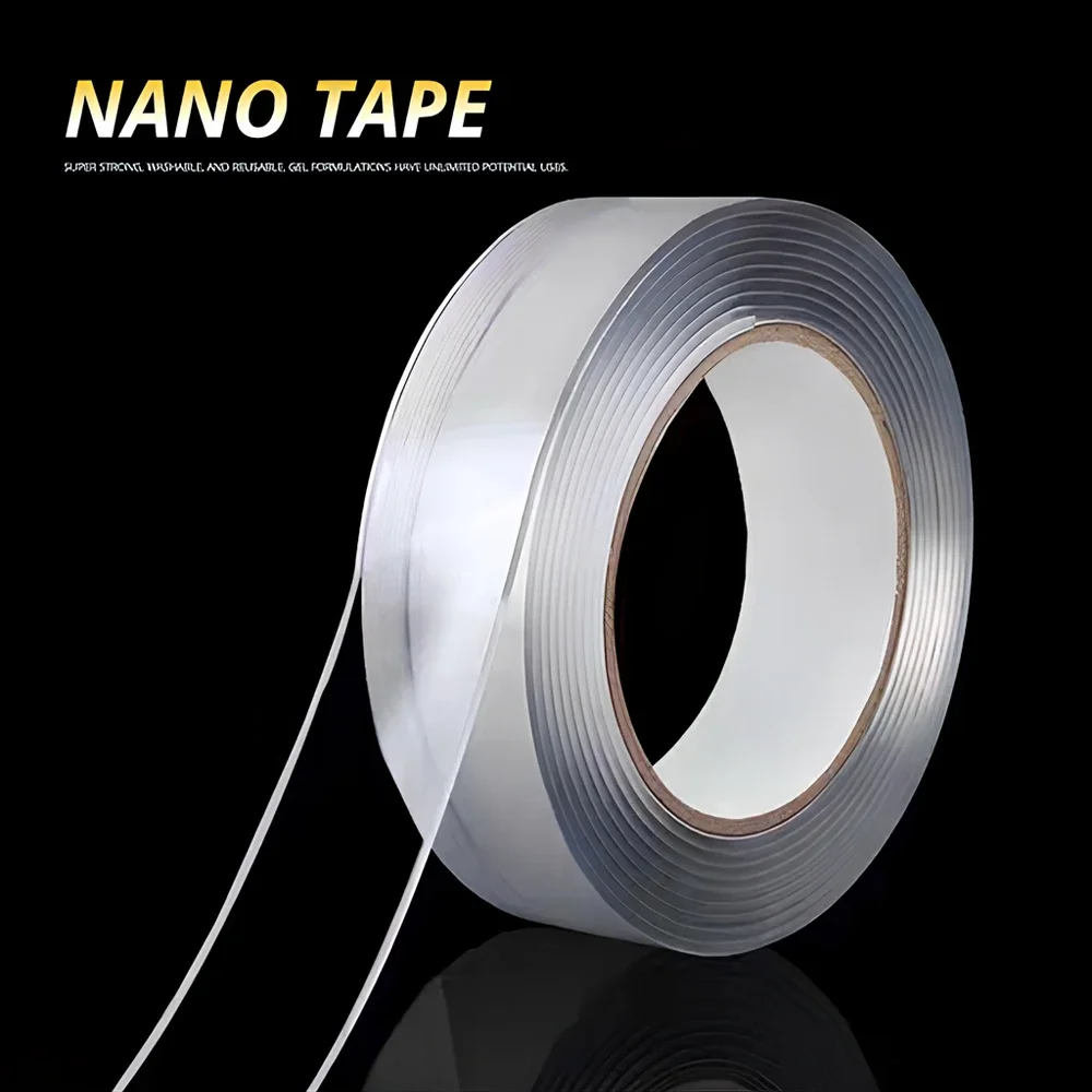 1M/3M/5M Nano Tracsless Double Sided Tape Transparent Reusable Lasting Waterproof Resistant Heat Adhesive Cleanable Car Special