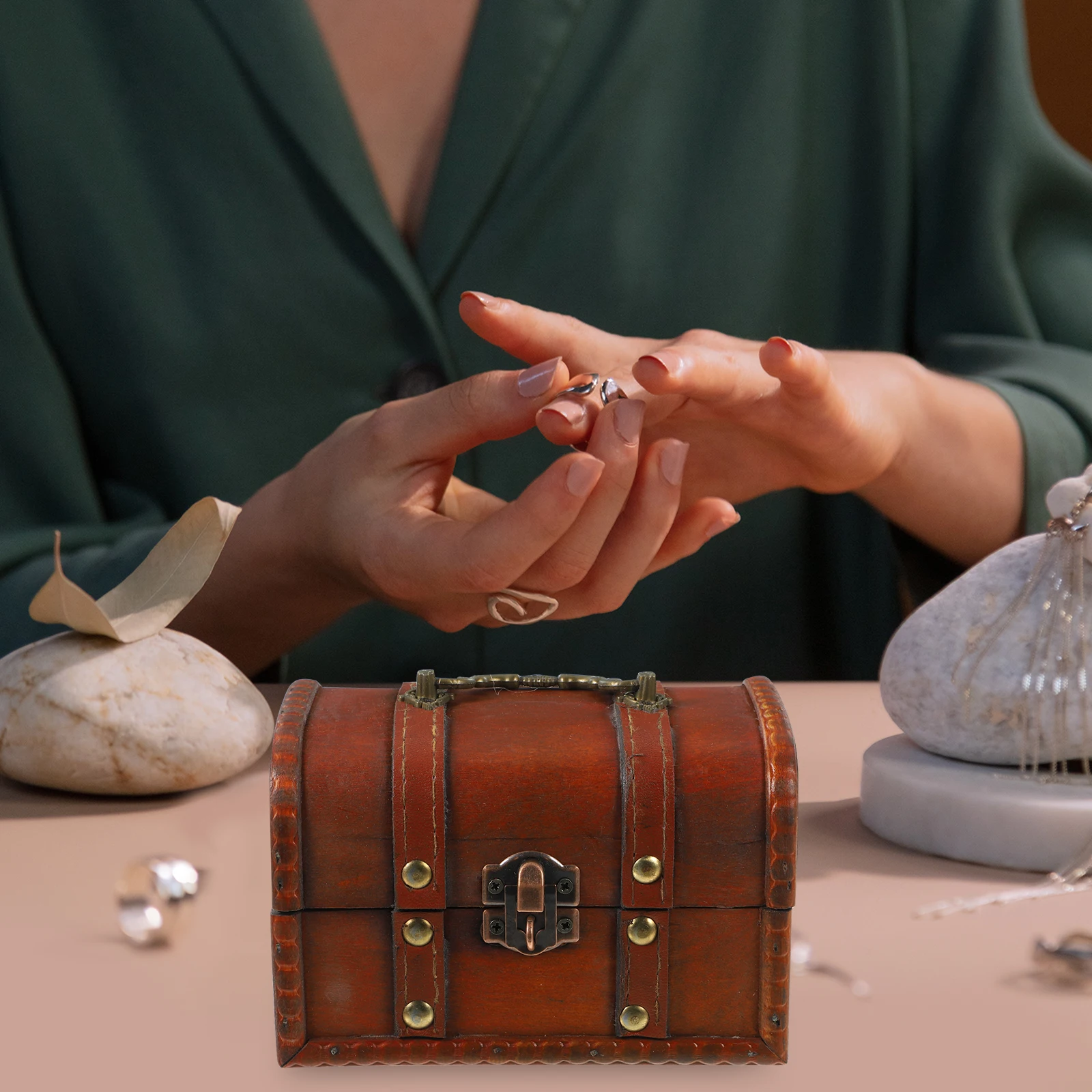 

Large Wooden Storage Chest Vintage Look Secure Lock Feature for Jewelry and Keepsakes Rustic Wood Box for Room Decoration