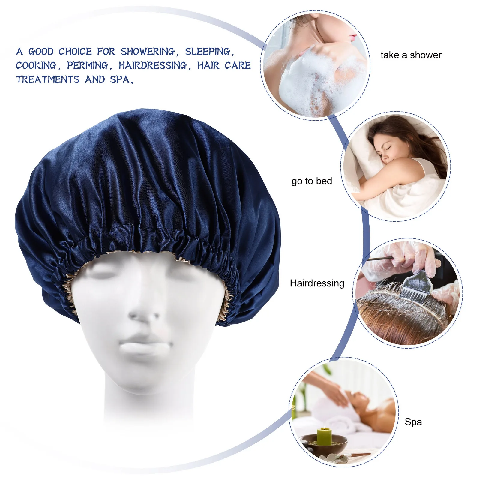 

1 pc Satin Sleep Cap Adjustable Breathable Comfortable Night Wear For Hair Loss Cancer Patient Daily Use Practical Head Ornament