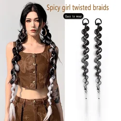 Peluca sintética de 28 pulgadas para mujer, trenza de burbujas, trenza fresca y dulce, trenza larga