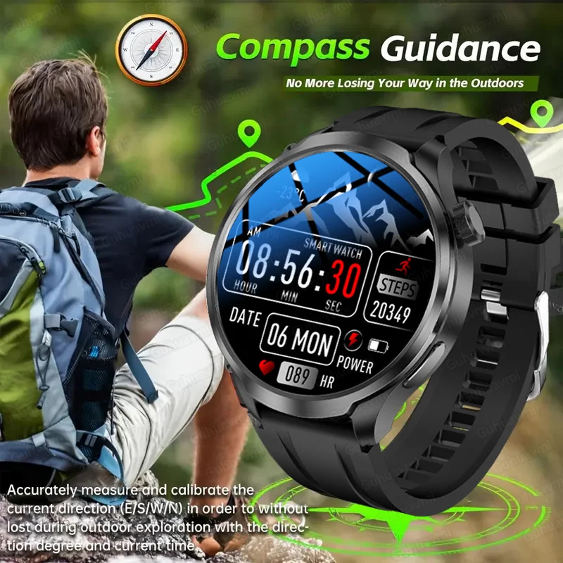 

2024 New Compass GPS Smart Watch Men AMOLED Screen Body Temperature NFC Bluetooth Call Waterproof Smartwatch ﻿For Huawei Xiaomi