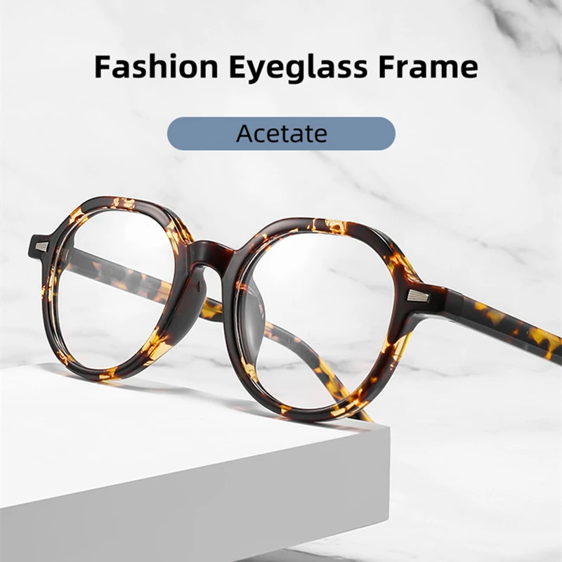 

Fashionable Simple Circular Insert Acetate Fiber Men Women Small Eyeframe Optical Prescription Customized Myopia Glasses