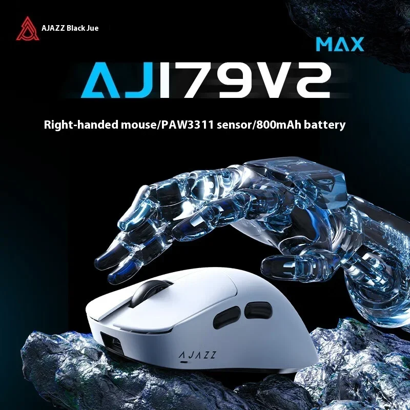 AJAZZ AJ179 V2 MAX Wireless Three Mode Right Hand Mouse PAW3311 12000DPI Macro Definition Low Latency Wired Gaming Mouse