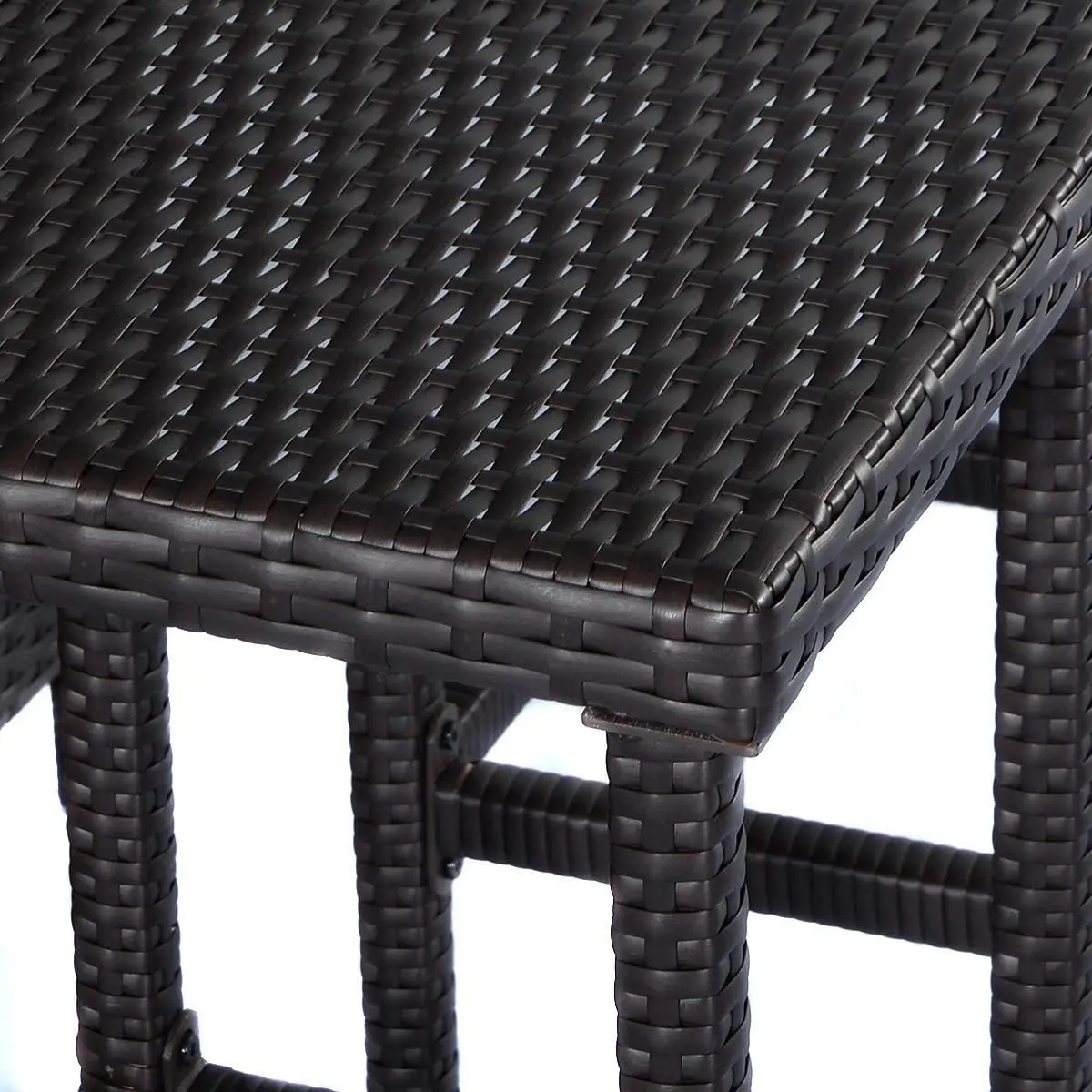 Outdoor Rattan Wicker Bar Set, Mesa do pátio e 2 fezes Móveis, Mix Brown, 3pcs