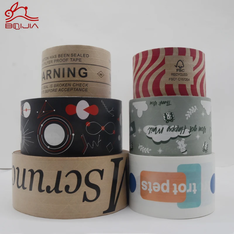 10 pieces.custom.Thicker ECO Friendly Custom Gummed Kraft Paper Tape / self adhesive Kraft Paper Tape