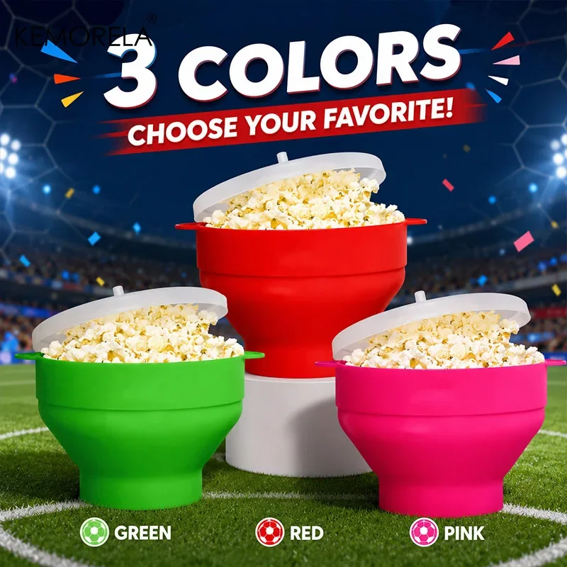 1pc Microwave Popcorn Maker-3L Large Capacity,Foldable Silicone Bowl,BPA-Free & Dishwasher Safe, Perfect for Family Movie Nights