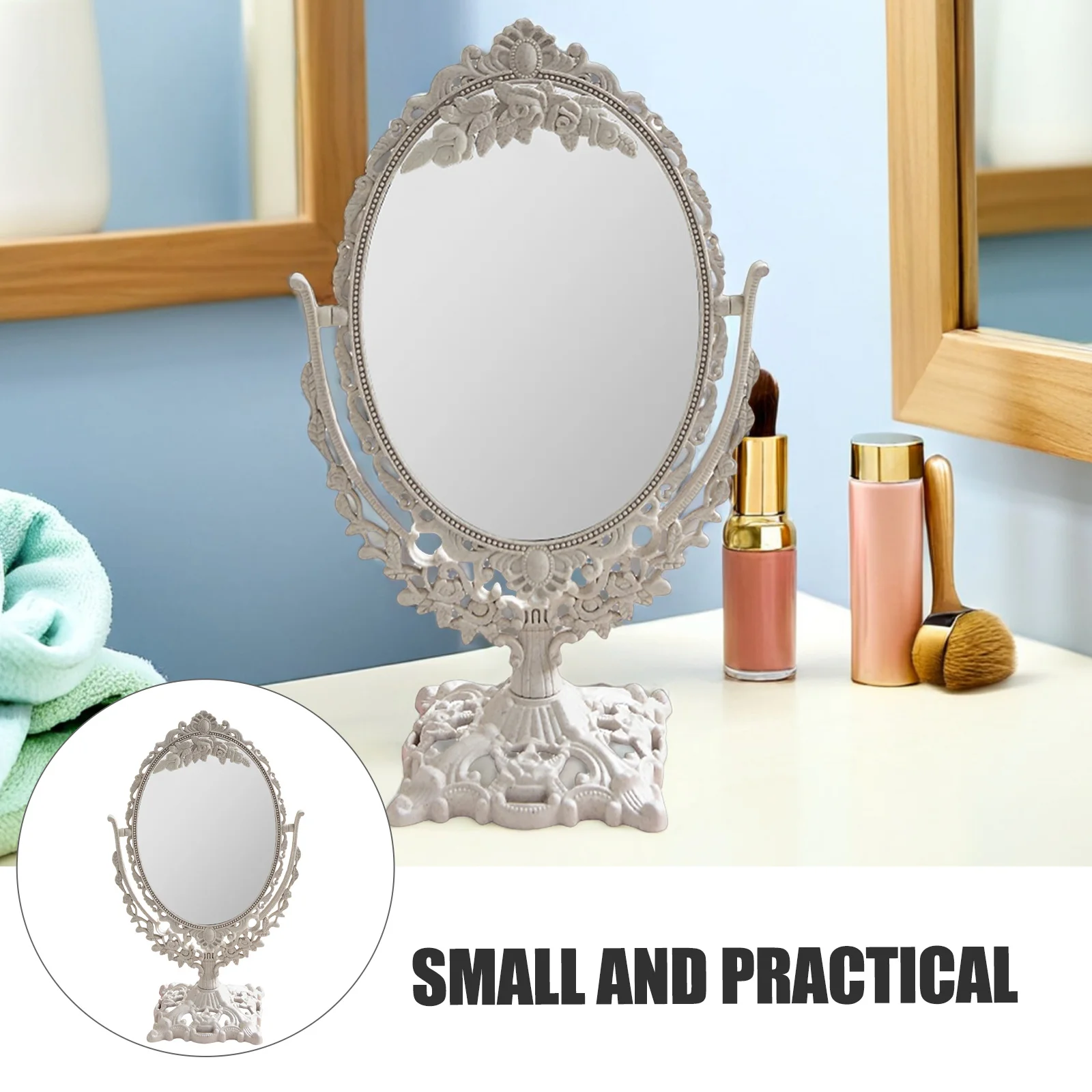 Vanity Mirrors Vintage Makeup Tabletop Compact for Women Cute Desk Retro