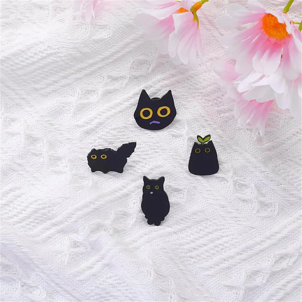 Metal Badges Cartoon Enamel Cute Jewelry Gifts Brooch Metal Punk Accessories Jewelry Badges Enamel Pins Black Cat Brooches