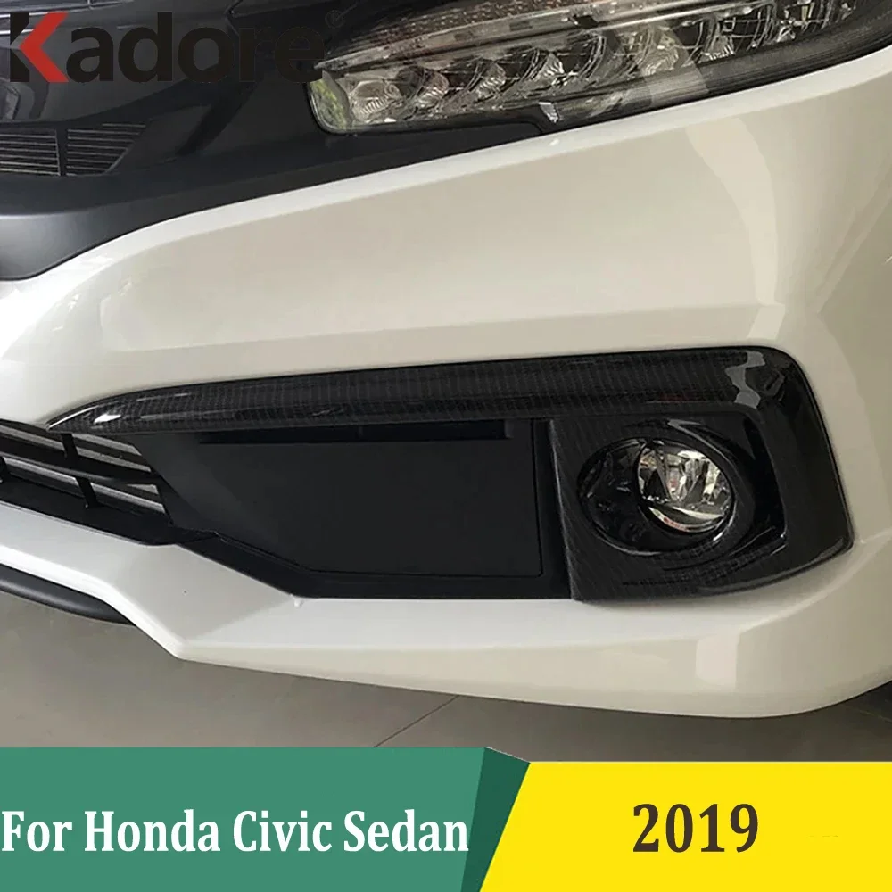 

For Honda Civic Sedan 2019 Chrome Front Foglights Fog Light Cover Lamp Protect Trim Car Exterior Styling Accessories