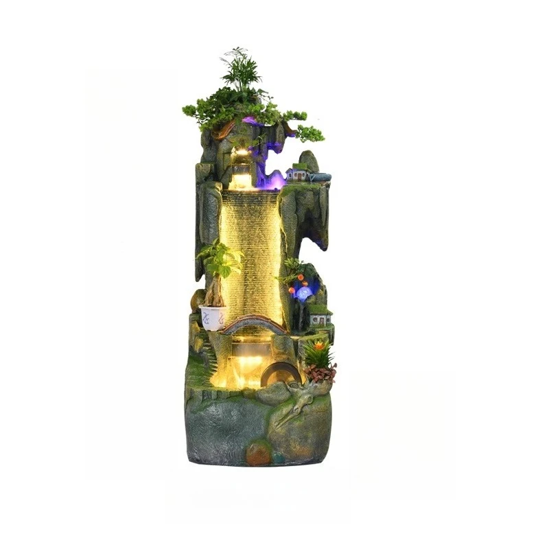 

Large rockery flowing water fountain living room office Zhaocai B landscape humidifier indoor floor ornament fish