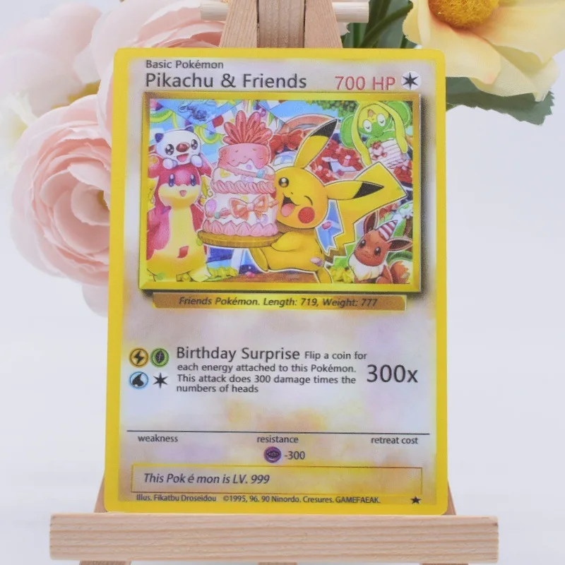 3 Tarjetas Metálicas Pokémon Doradas de Charizard y Eevee, Cartas Brillantes de Pokémon Vmax EX, Colección de Juego, Juguetes Pikachu, Regalo