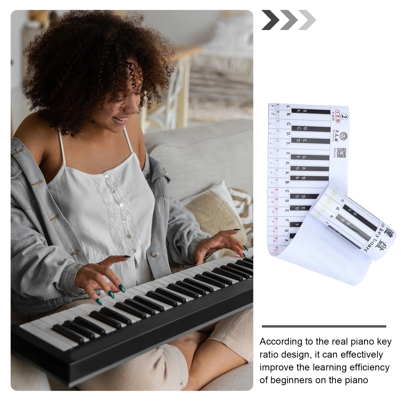 

1pc 88 Key Keyboard Wall Chart Mat for Beginner Finger Practice Waterproof Dust-Proof Real Key Ratio Learning Aid for Kids Piano
