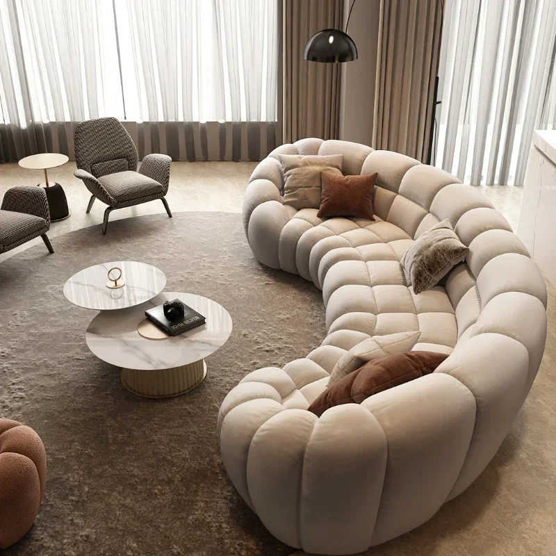 

Sofa Ring Combination Fabric Light Luxury Modern Circular Arc Technology Cloth Sofa