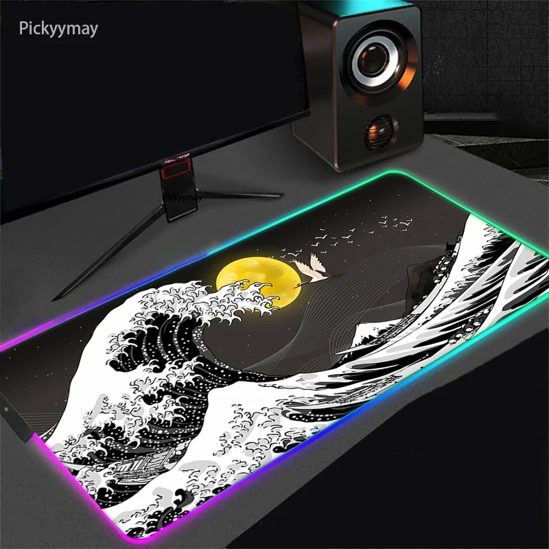 Een Stuk Rgb Muismat Grote Gaming Muismat Gamer Led Computer Muizen Pad Grote Muis Mat Anime Backlight Tapijt Toetsenbord bureau Mat