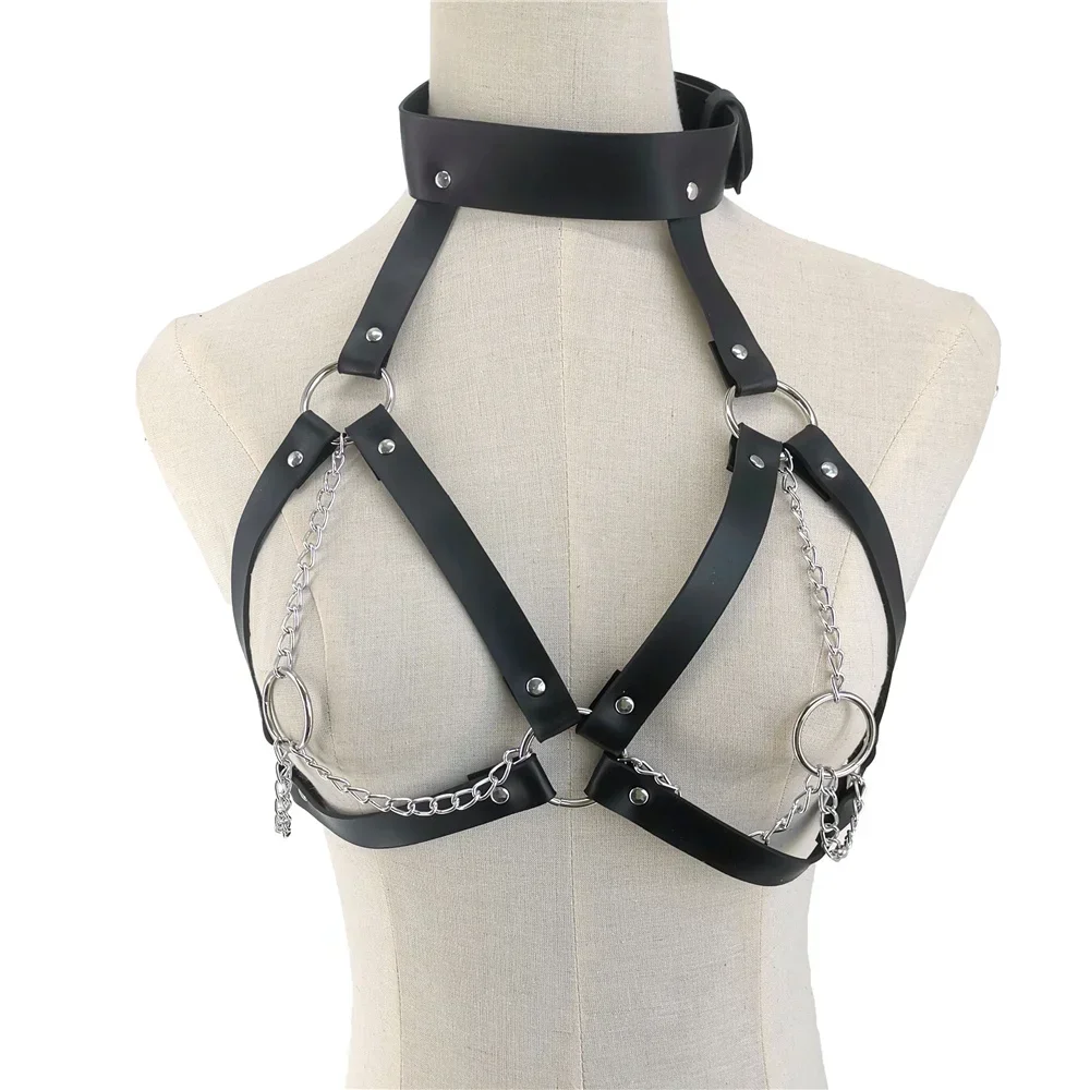 BDSM Fetish Bondage Collar Body Harness Sex Toys Adult Products For Couples Sex Bondage Belt Chain Slave Breasts Woman