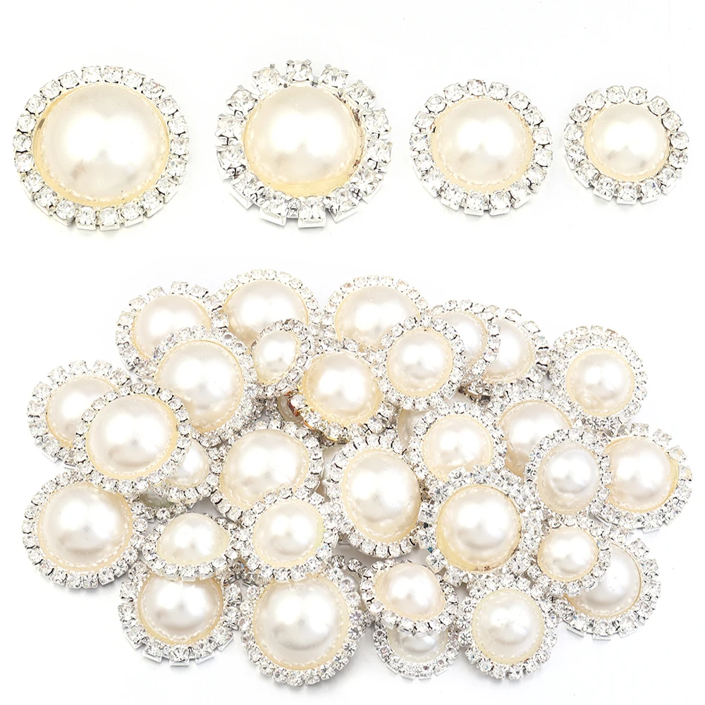 10-100pcs/lot Sunflower Rhinestone Pearl Sewing Beads Round Flatback Rhinestones For Clothes Sewing Wedding Headwear Decoration