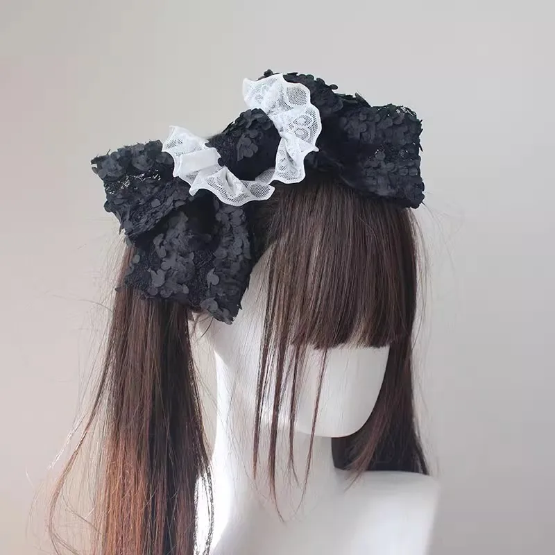 2025 novo artesanal lolita grande arco de doces grampo de cabelo acessório doce menina pétala laço arco clipe empregada cosplay corte hairpin