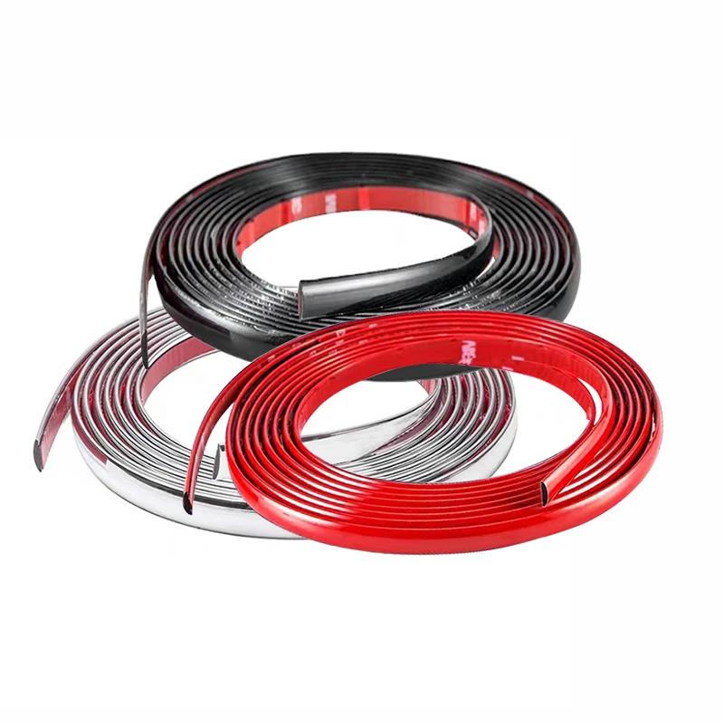 Universal 25mm Wide Car Chrome Bright Strips  Silver Gold Black Red Exterior Decoration Anti-collision Tape Covering Scratches