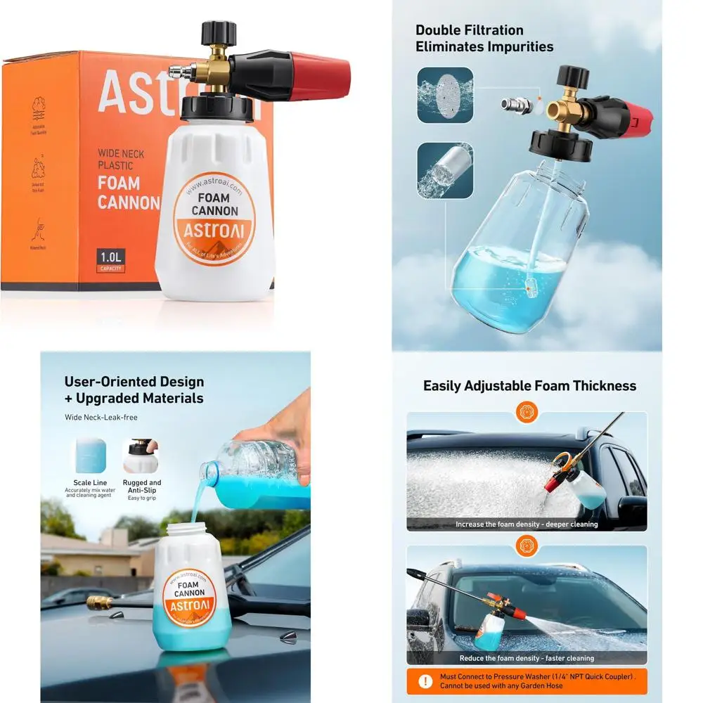 

Foam Cannon, Heavy Duty Car Foam Blaster Wide Neck Adjustable Snow Foam Lance and Thick Foam for Pressure Washer with 1/4" Quick
