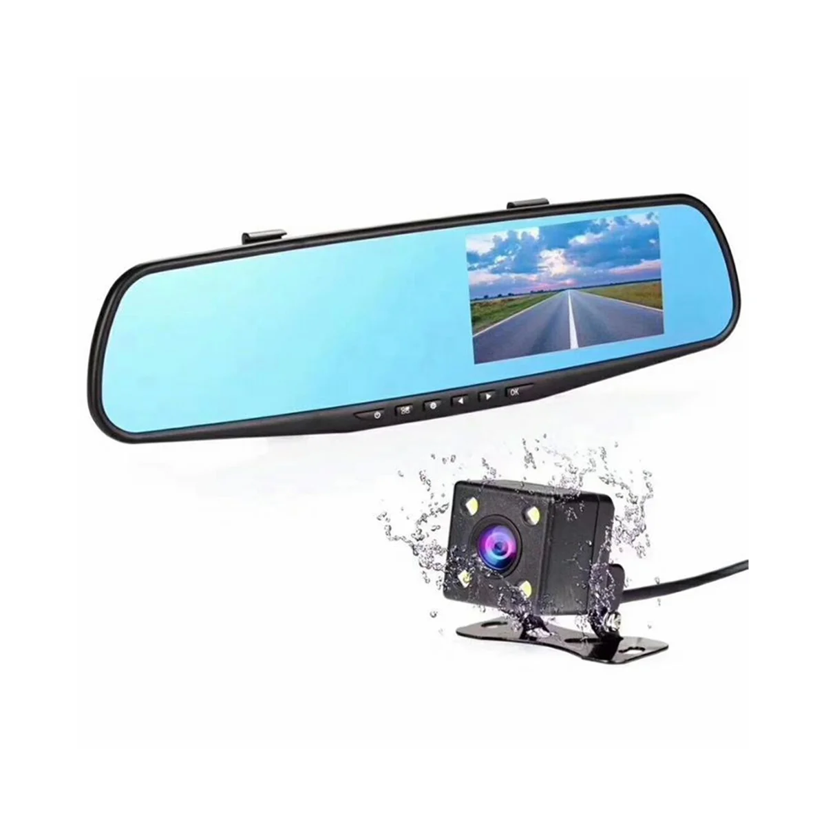 

4.3Inch Car Dash Cam Driving Recorder HD 1080P Cycle Mirror Dvr Dash Cam Dual Lens Video Recorder Car DVR Dash