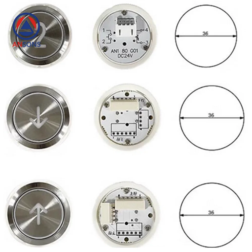 AN180G01 MTD172 DC24V KONE Elevator Button Circular / Square LOP HOP Car COP Button Ansons Elevator Spare Parts