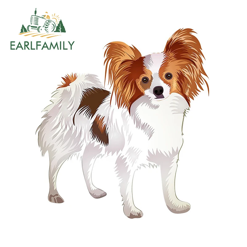 EARLFAMILY 13cm x 11.8cm for Papillon Dog Car Sticker Motorcycle Bumper Air Conditioner Refrigerator Laptop Surfboard Decal