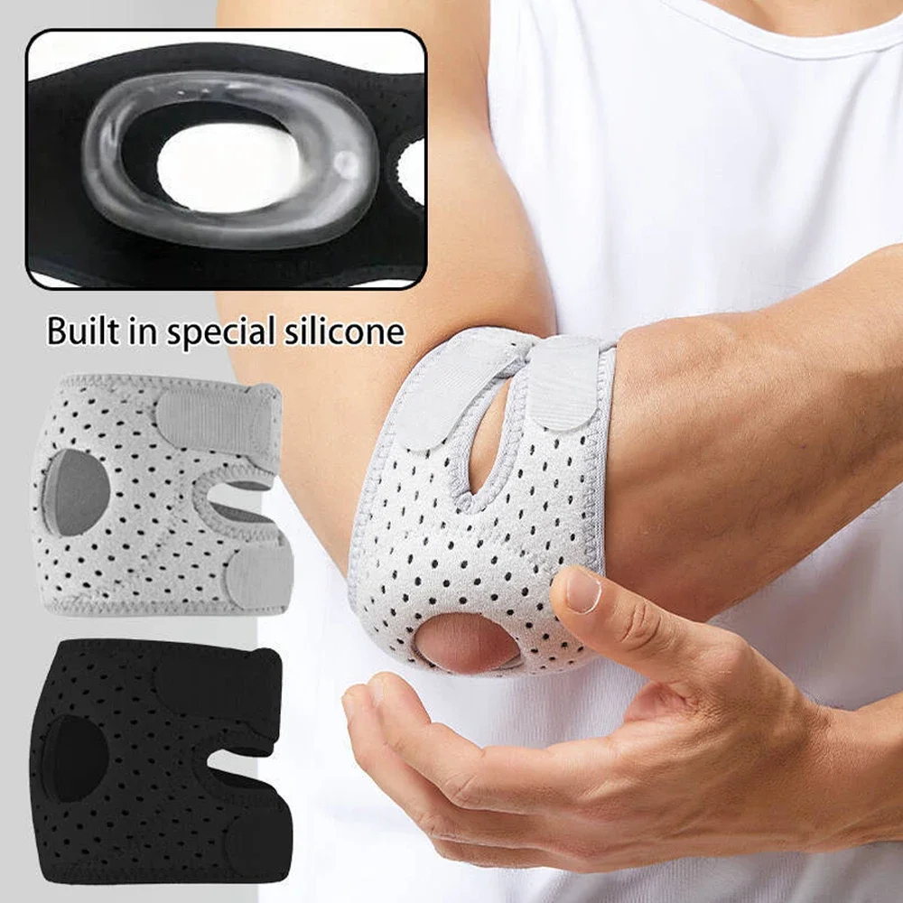 1 قطعة دعامة المرفق القابلة للتعديل لصالة الألعاب الرياضية ورفع الأثقال والتنس ، غلاف دعم الذراع من النيوبرين المسامي لتخفيف آلام المفاصل والتعافي