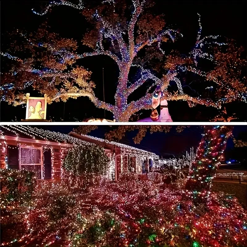 سلسلة إضاءة خارجية تعمل بالطاقة الشمسية مع 8 أوضاع إضاءة مناسبة لتزيين العطلات وأضواء LED الشمسية الجنية للحدائق والحفلات