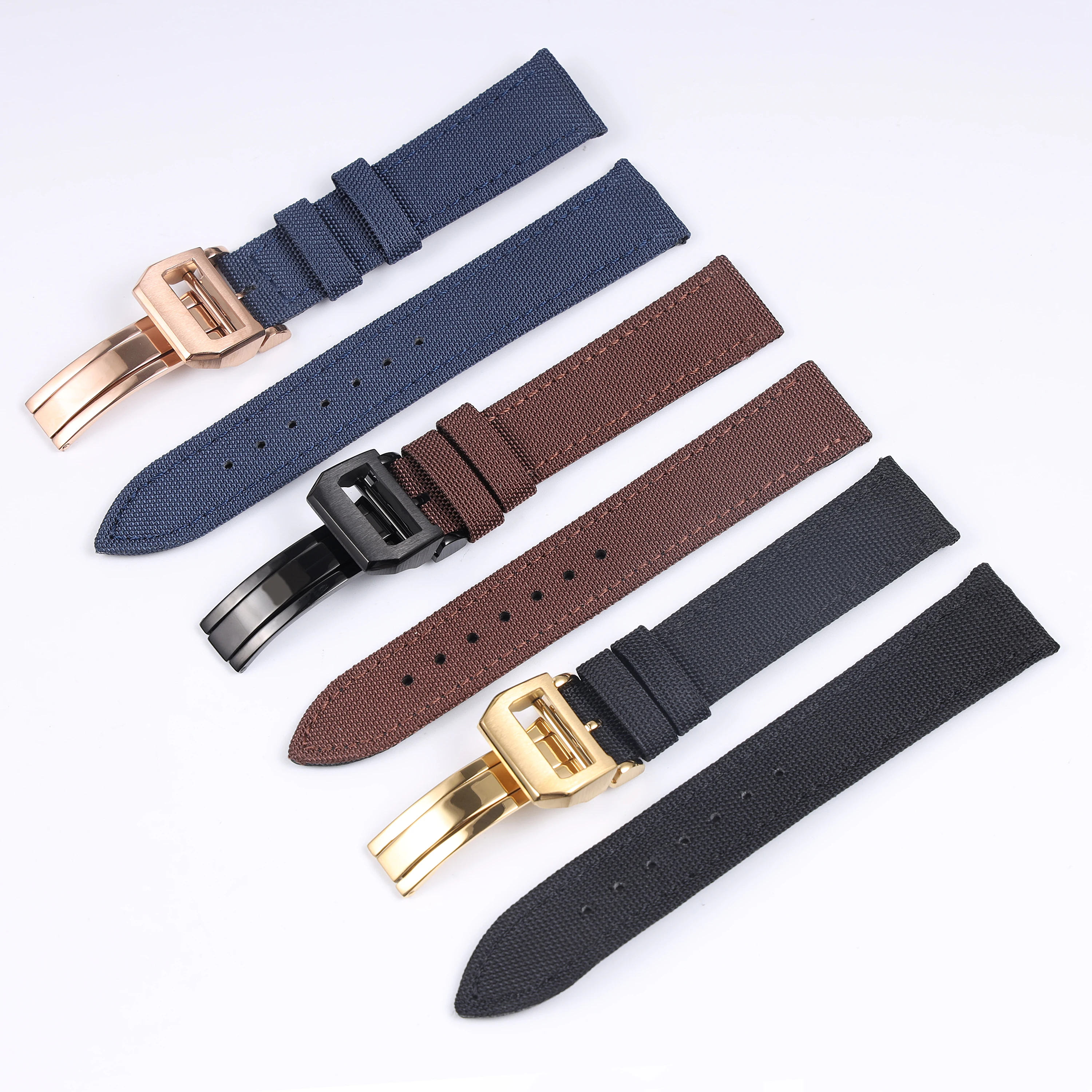 

19mm 20mm 21mm 22mm green black blue brown canvas watchband for IWC deployment clasp nylon strap wrist bracelet
