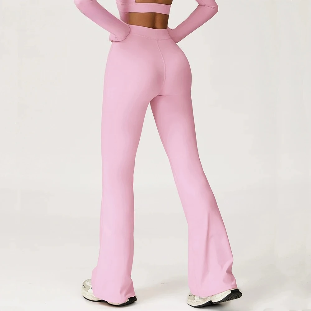 Women Gym Fitness Bell-bottoms High Elastic Yoga Leggings High Waist Wide Leg Sports Pants Female Running  Workout Flared Pants
