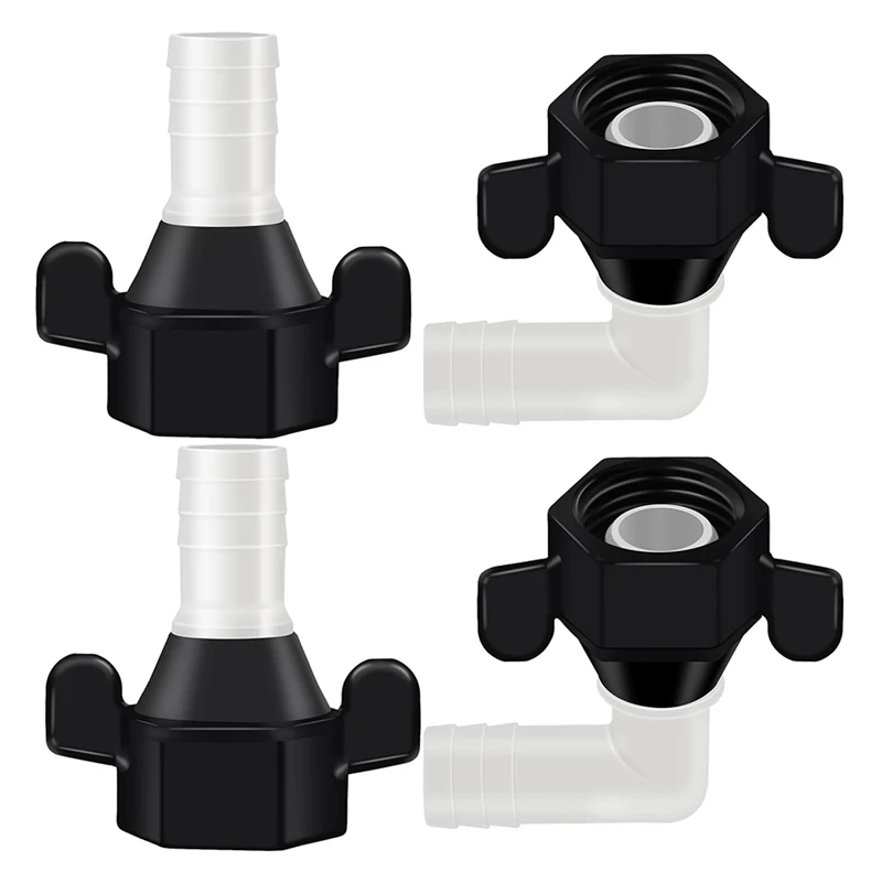 AB15-4Pack 1/2 Inch X 14 NPT X 1/2 Inch Barb Elbow And Straight Swivel Adapter RV Water Pump , Female Threaded Pex Fittings