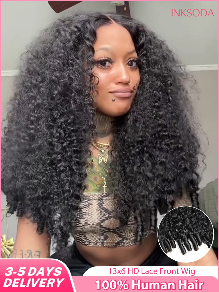 Peluca Frontal de encaje transparente HD 13x4 rizada birmana con extremo en espiral peluca de encaje 13x6 220 densidad 15A pelucas de cabello humano 100% para mujeres