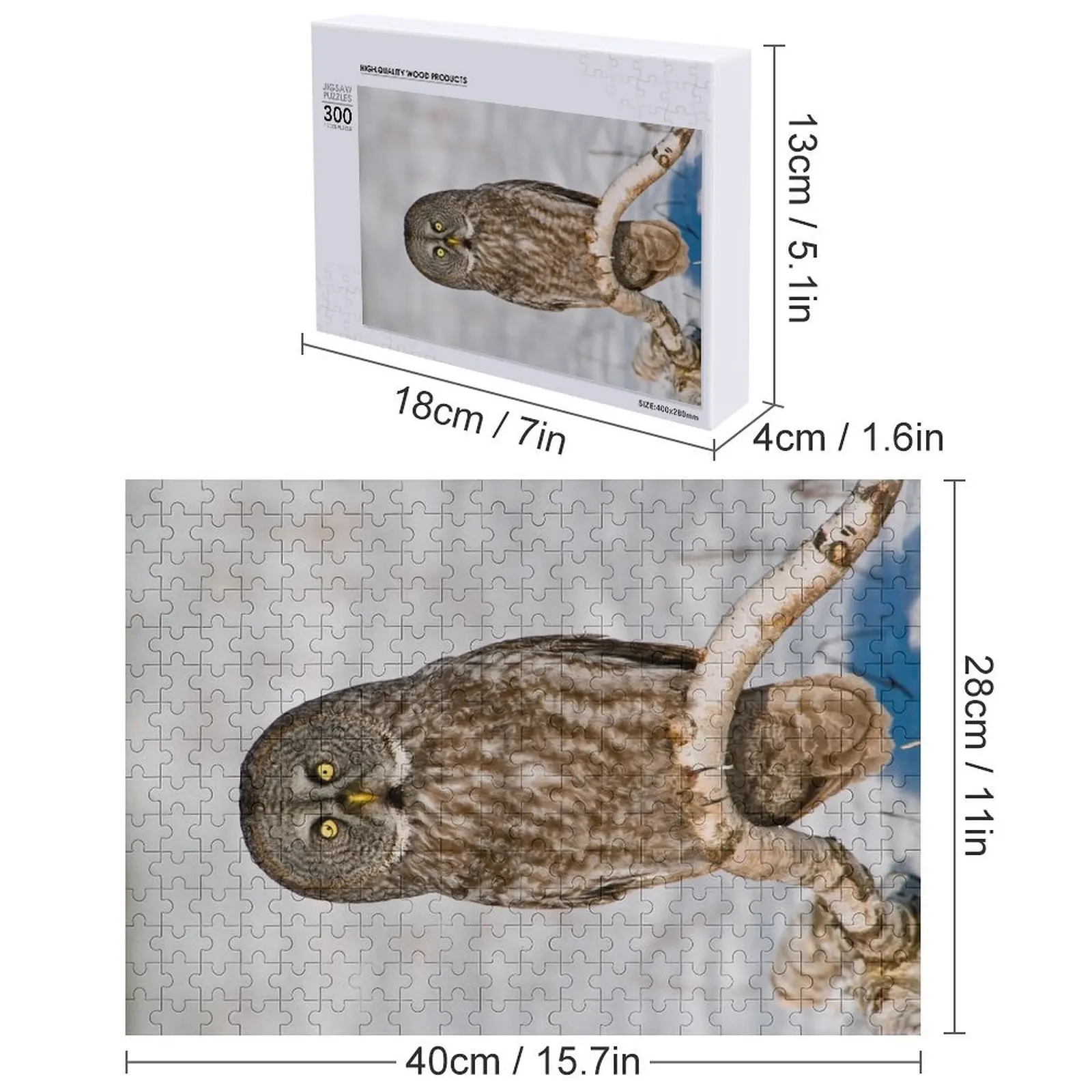 Grote grijze uil puzzel kunstwerken nieuw speelgoed voor kinderen 2022, gepersonaliseerd cadeau getrouwde naam houten speelgoedpuzzel