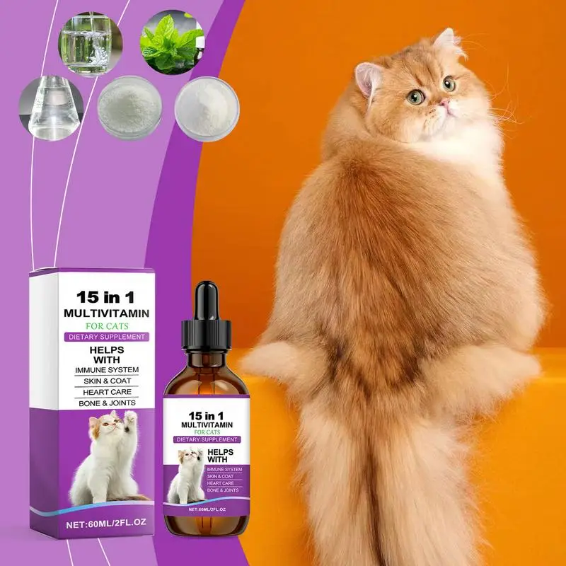 Cat Body Care Drops 15 In 1 Body Care Drops Drops 60ml Body Care Drops For Supports Joint Care Skin & Coat