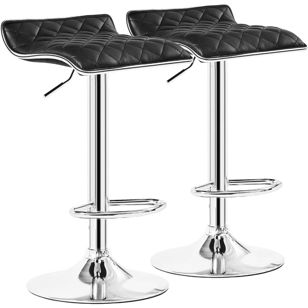 

Adjustable Swivel Bar Stools Set of 2, Kitchen Counter Height Chairs with PU Leather