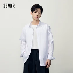 Semir 2023 Men Shirt Long-sleeved Shirt Autumn New Solid Color Simple Business Men Fashion Slim Easy-care Top for Men