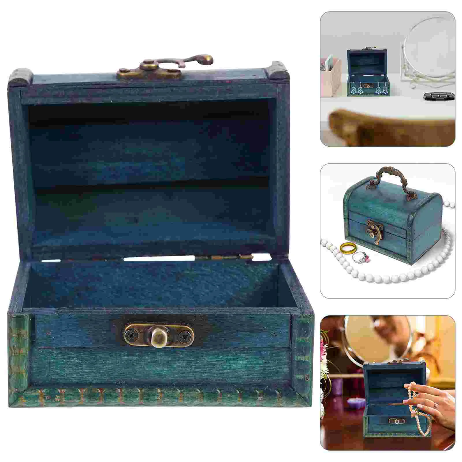 Vintage Storage Wooden Box Jewelry Container Holder Vanity Case Bracelets Boxes Decorative Trinket Earring