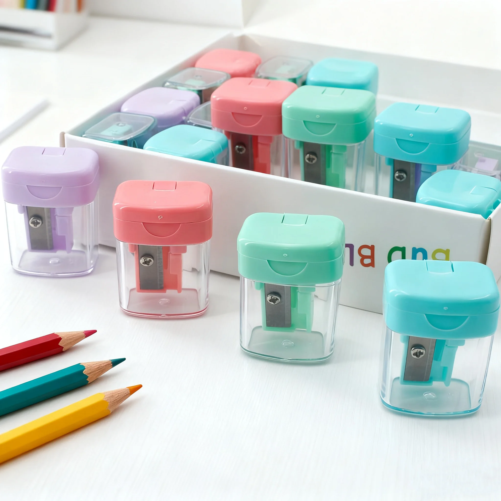 Mini 28Pcs Macaron Single Hole Clamshell Compact Pastel Pencil Sharpeners,,Easy to Carry,Essential  for Schools and Offices