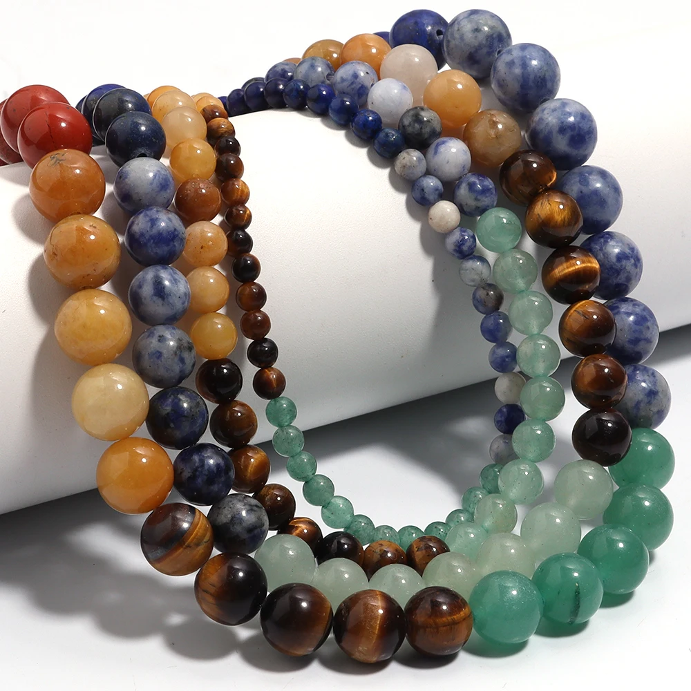35-80pcs/lot 4/6/8/10mm Natural Stone Beads Round Beads Loose Beads For Jewelry Making DIY Necklace Bracelet Accessory