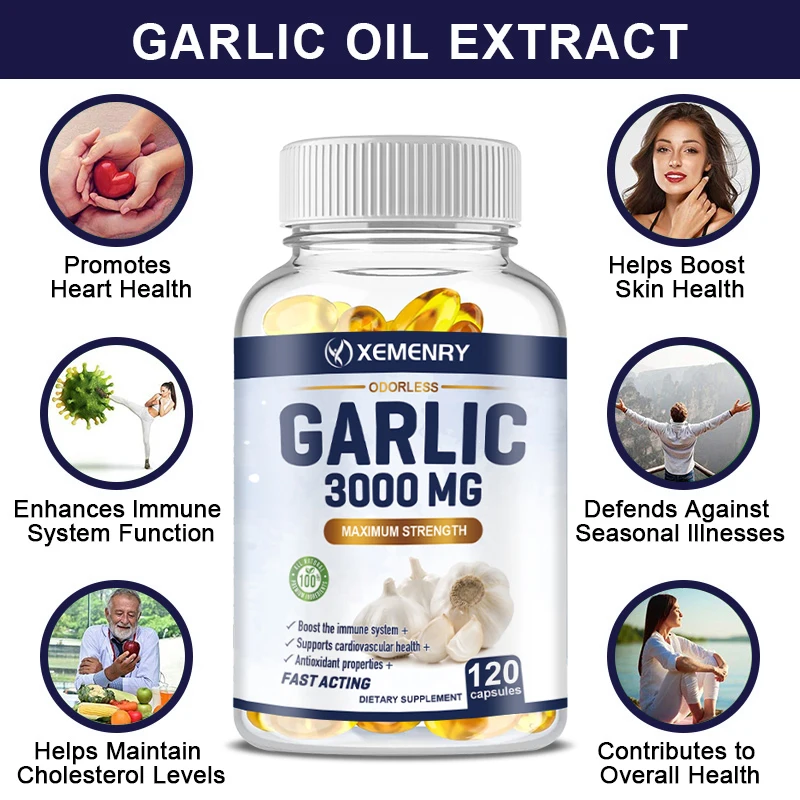 Garlic Extract Capsules - Promotes Healthy Cholesterol Levels and Supports The Immune System, Antioxidant