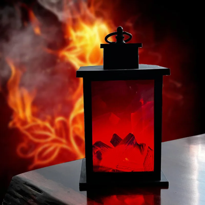 

New Simulation Fireplace Flame Retro Lamp Halloween Christmas Eve Winter Charcoal Burning Scene Decoration Home Desktop Ornament